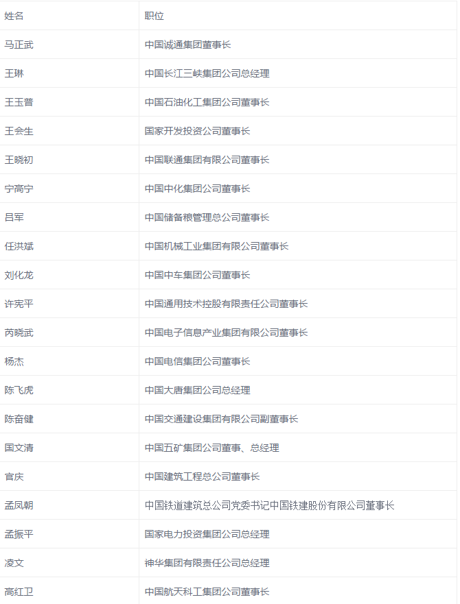 國網(wǎng)、國電投、大唐、神華、三峽等8家能源企業(yè)，總計29家央企大佬入選十九大代表