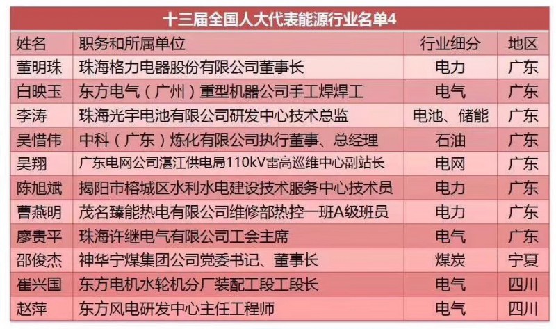 劉漢元、曹仁賢、南存輝...盤點(diǎn)十三屆全國人大光伏領(lǐng)域的人大代表