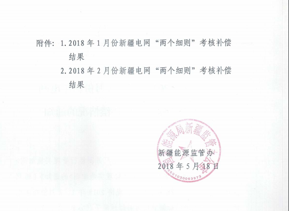 2018年1、2月新疆電網(wǎng)“兩個(gè)細(xì)則” 考核補(bǔ)償情況（光伏）
